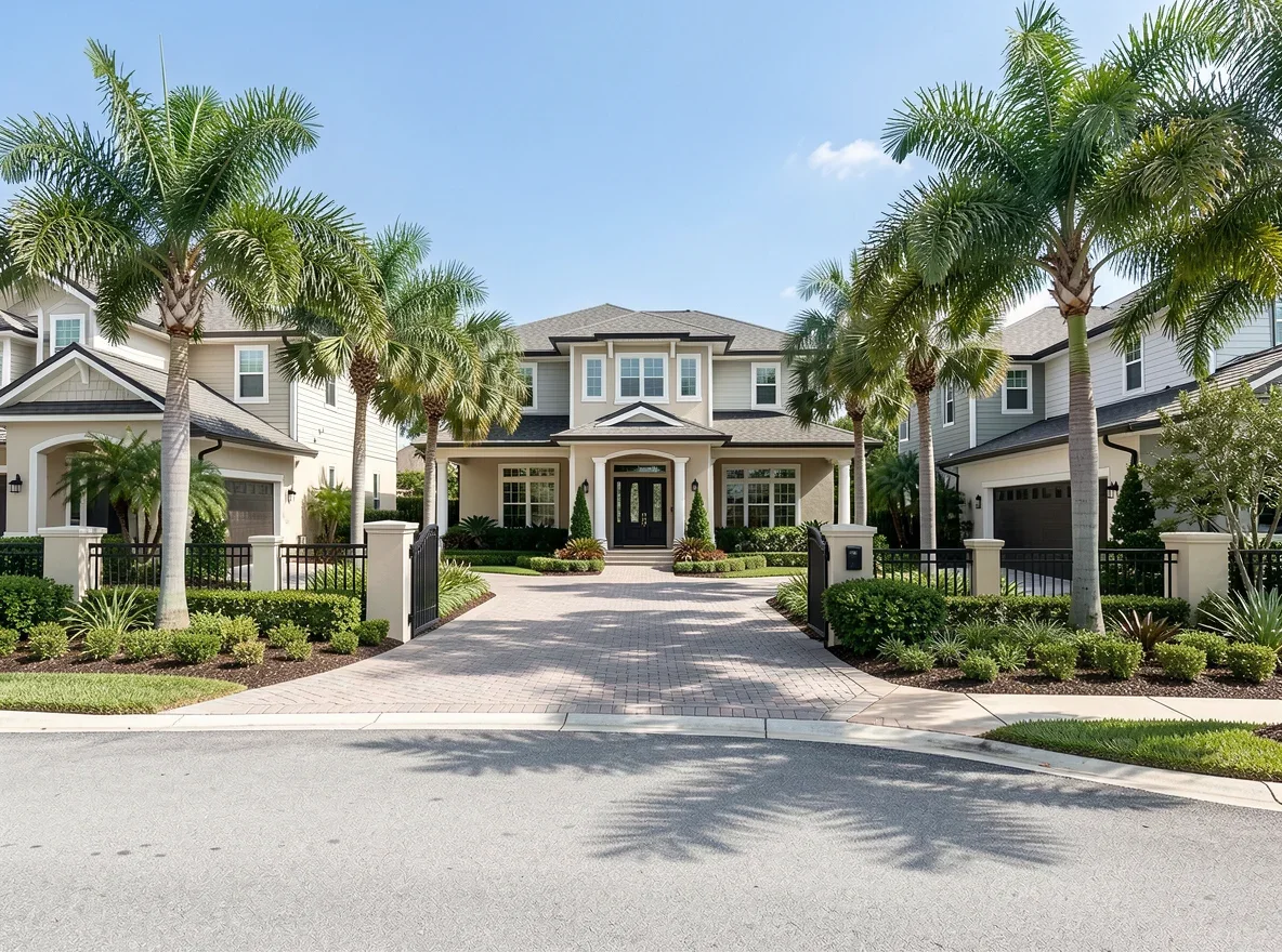 Luxury residential street in Weston