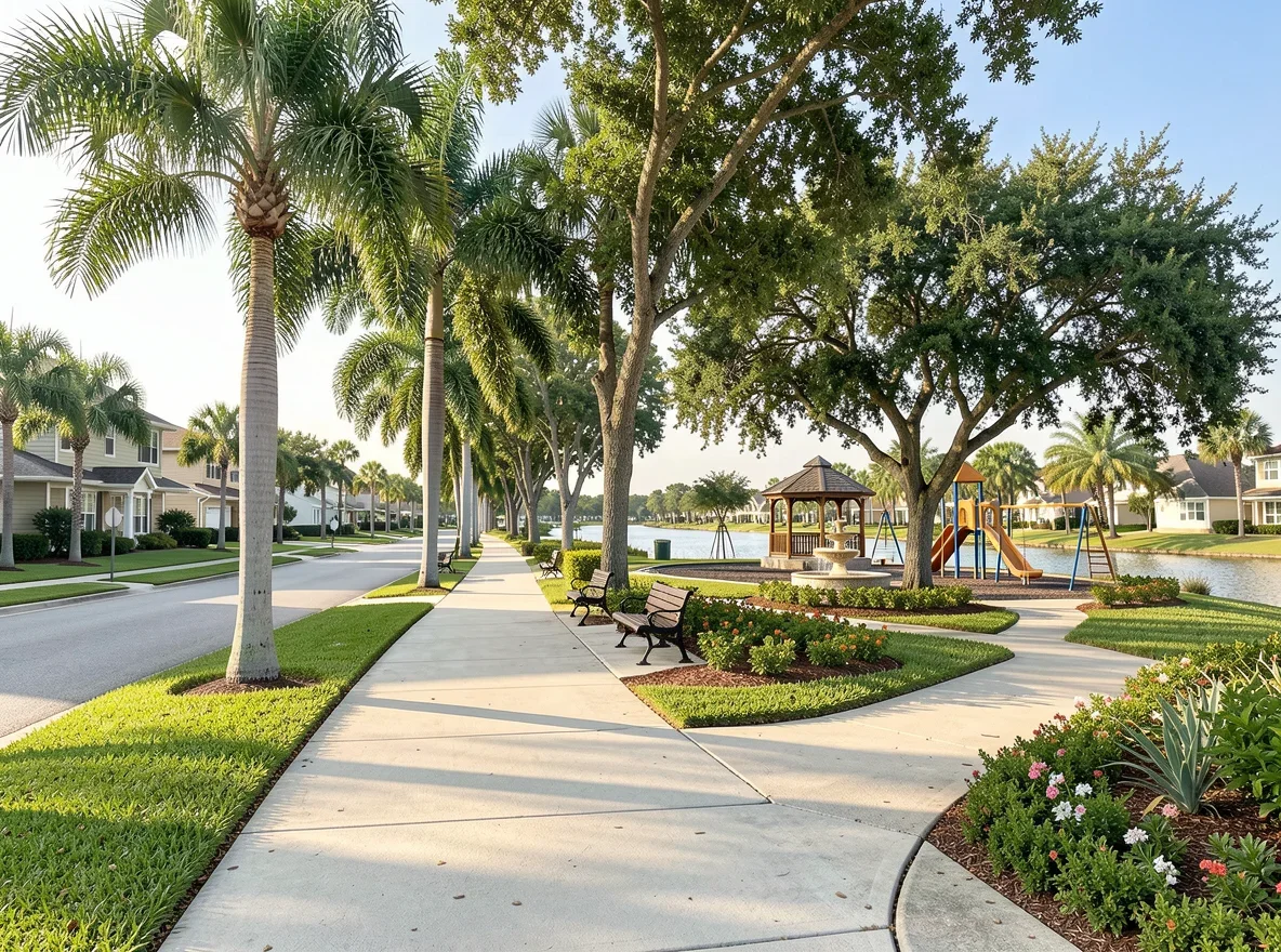 Residential neighborhood streetscape in Coconut Creek