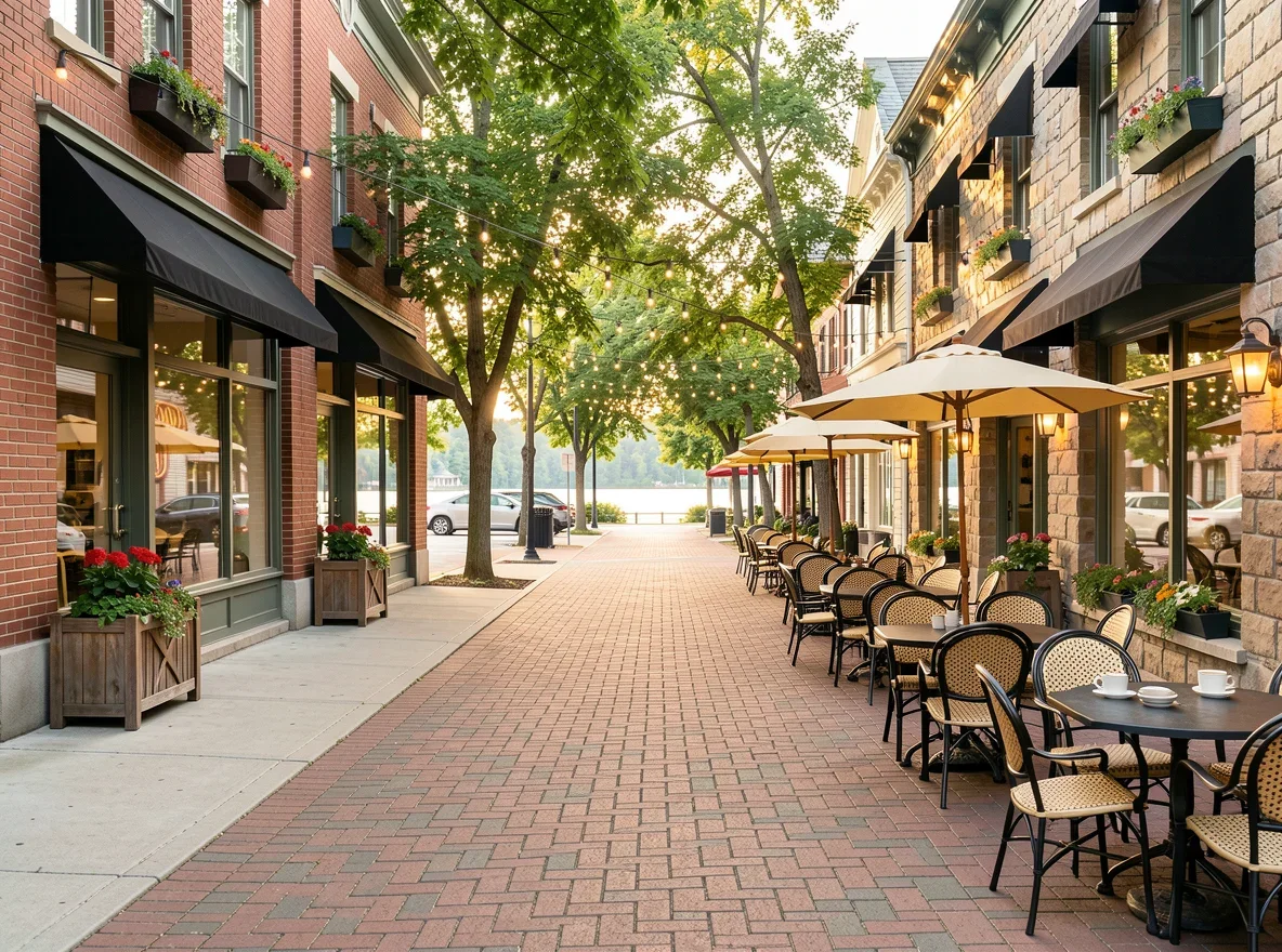 Downtown streetscape in Wayzata, Minnesota