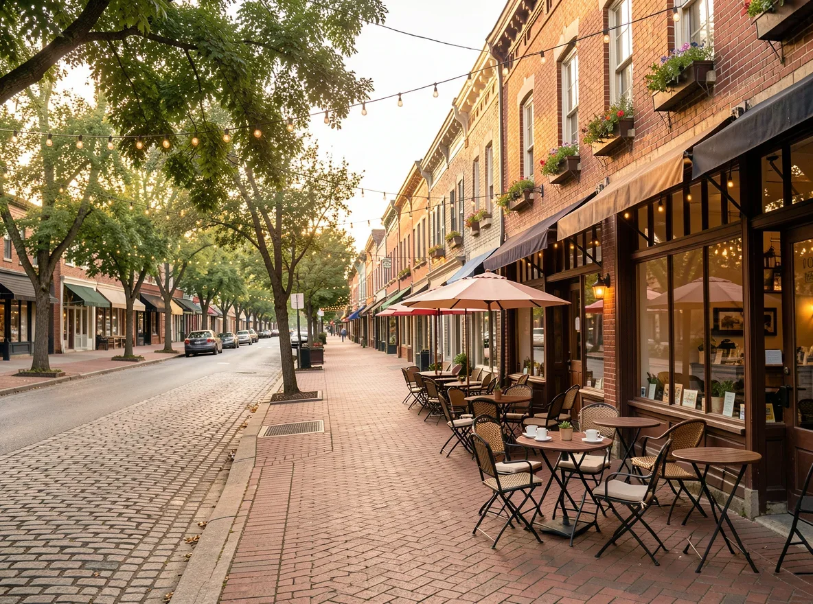 Historic downtown streetscape in Excelsior, Minnesota