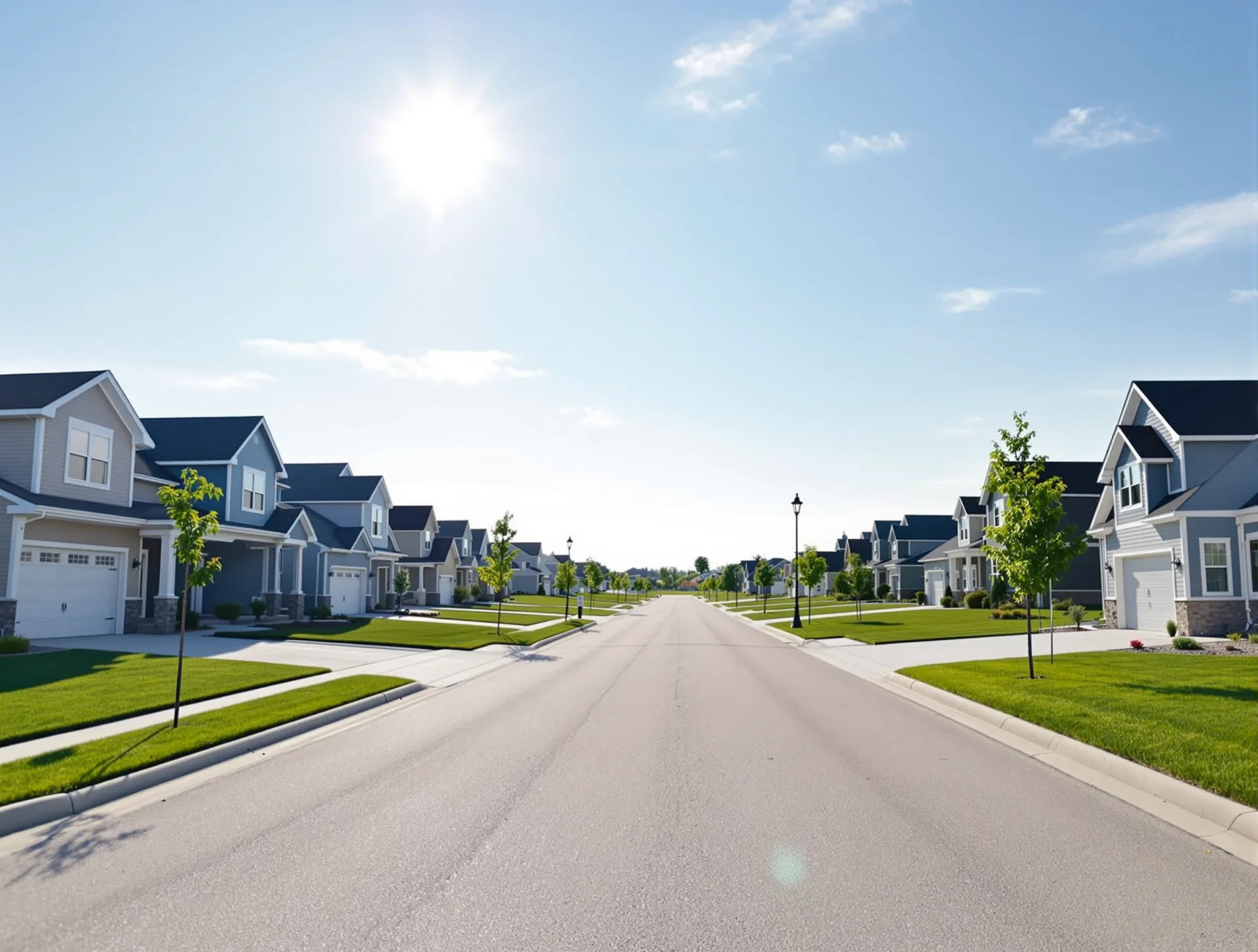 Modern homes along a residential street in Tiffin, Iowa