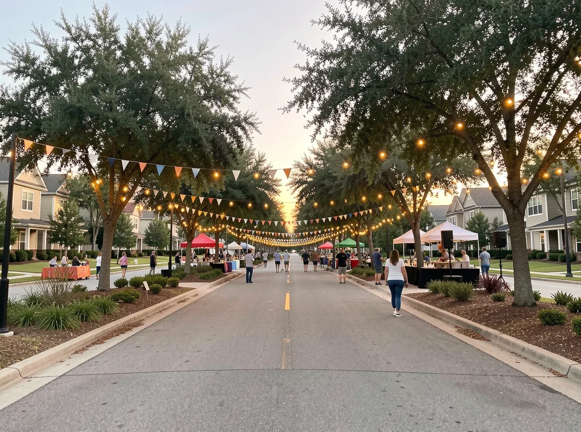Tree-lined suburban community in The Woodlands area