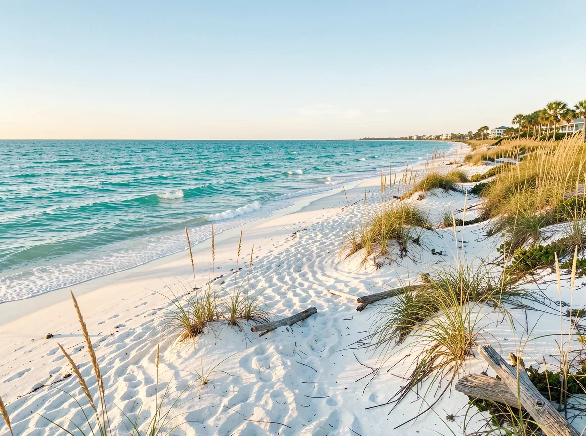 White sand shoreline in Siesta Key
