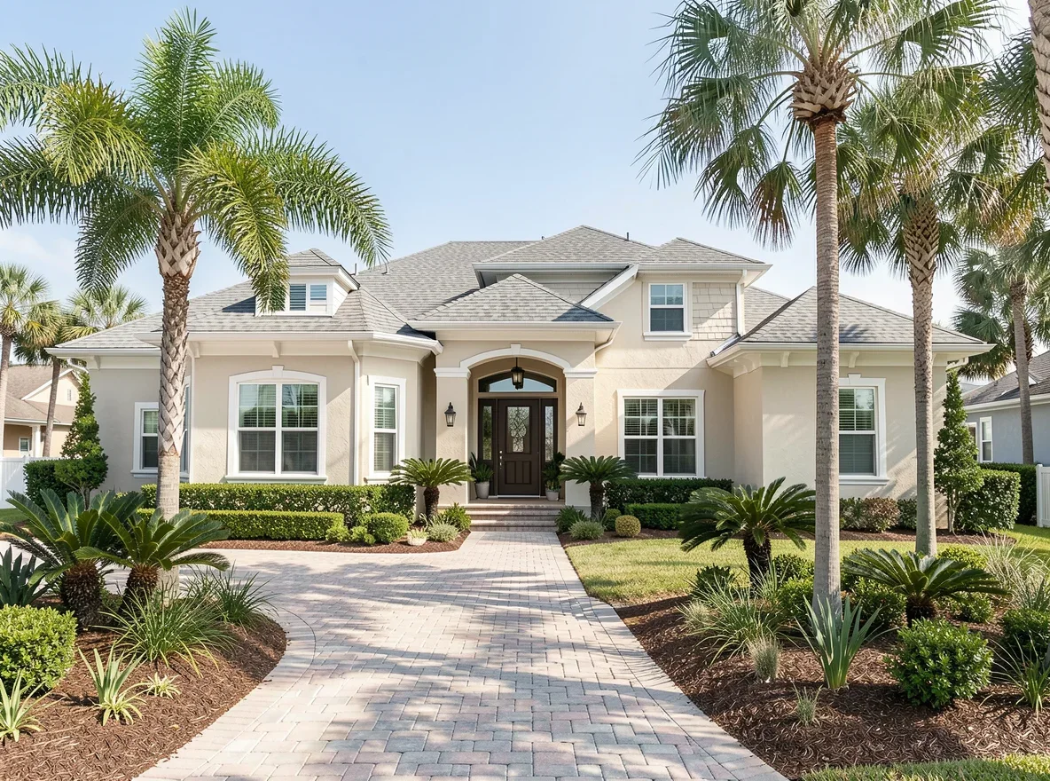Luxury coastal home exterior in Siesta Key