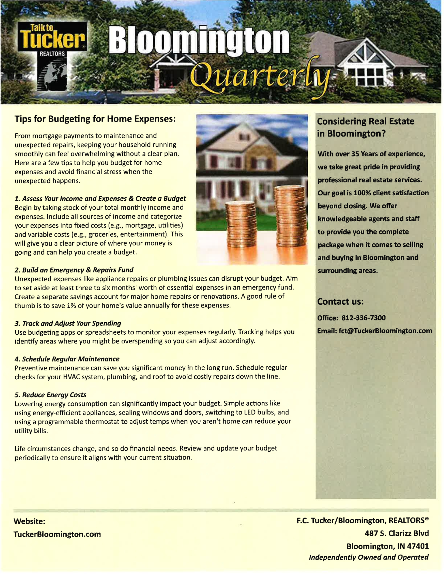 Tucker Bloomington Quarterly Newsletter