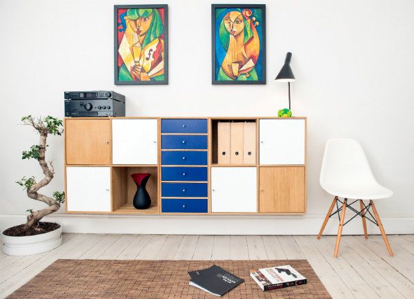 Room with drawers and storage