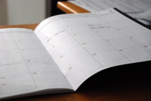 opened weekly planner