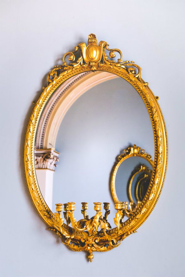 Detailed Ornate Golden Mirror