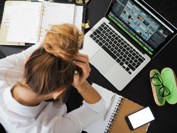 Girl Stressed Out While Working on Computer