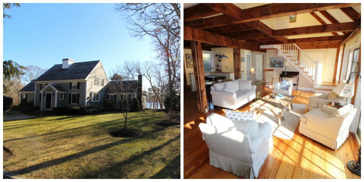 Two images of 1 Stable Lane in Yarmouth Port in Cape Cod