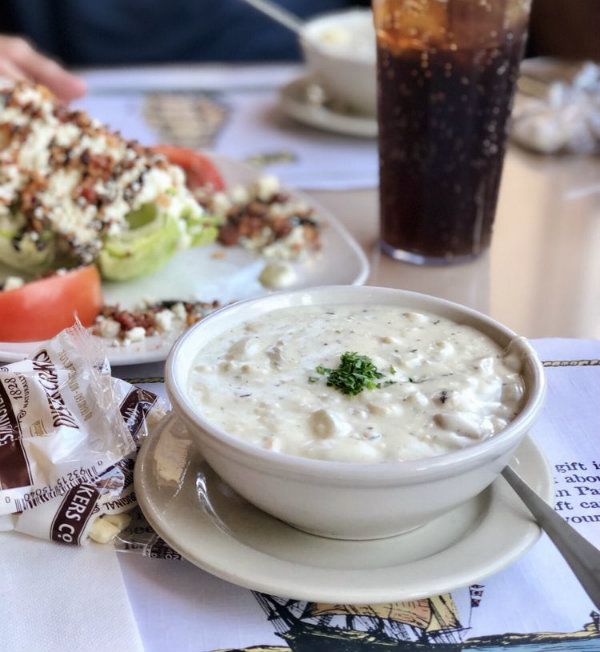 Best clam Chowder in Cape Cod served at Captain Parker's Pub
