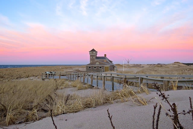 Cape Cod Home in Provincetown MA during a summer sunset