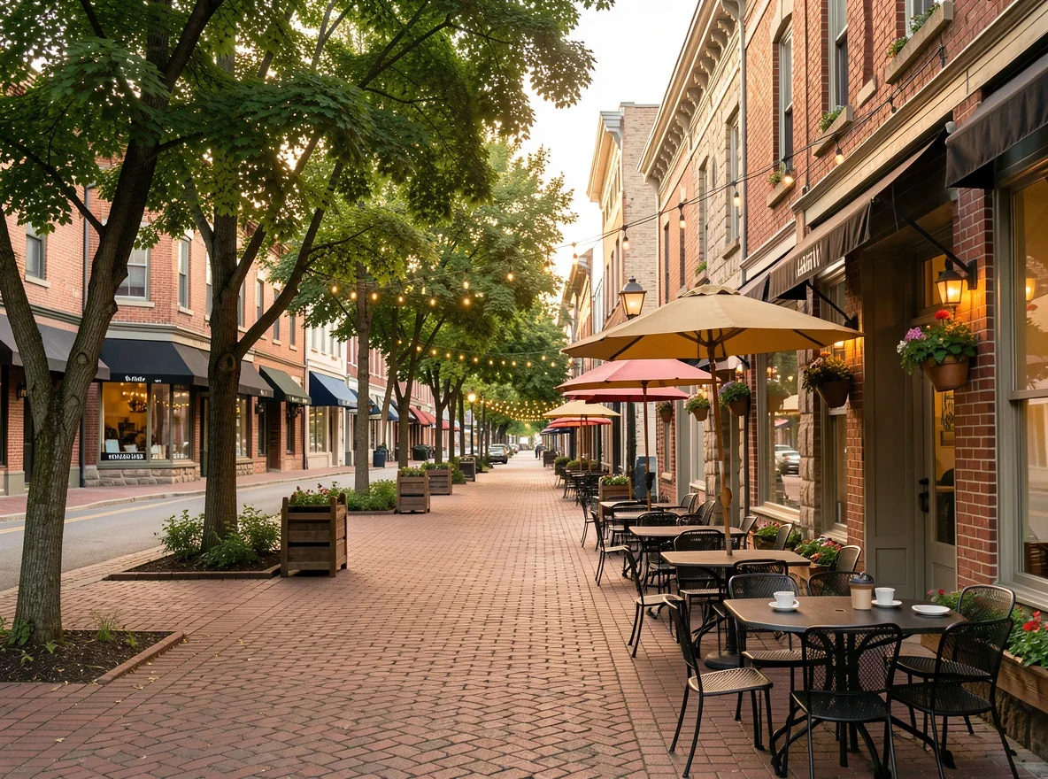 Historic downtown streetscape in Ozaukee County, Wisconsin