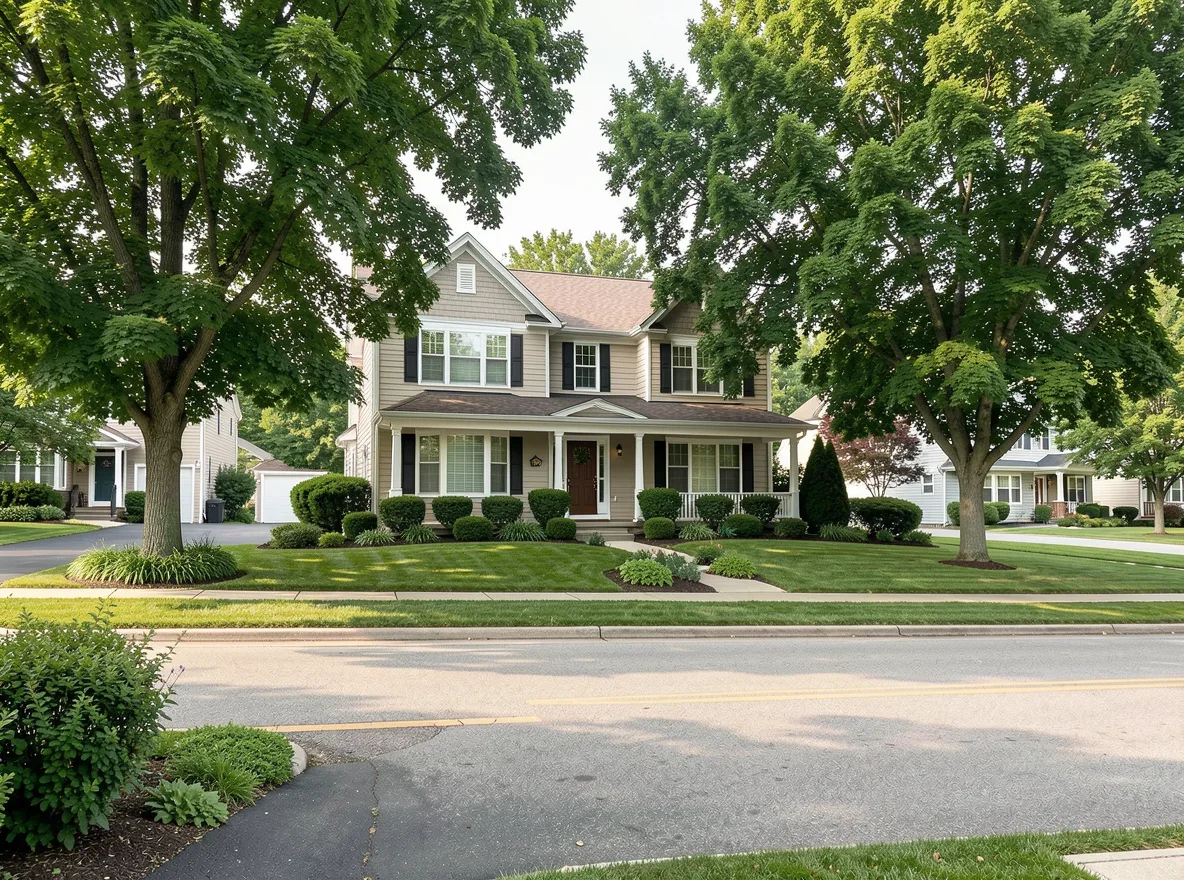 Tree-lined residential street in Mequon, Wisconsin