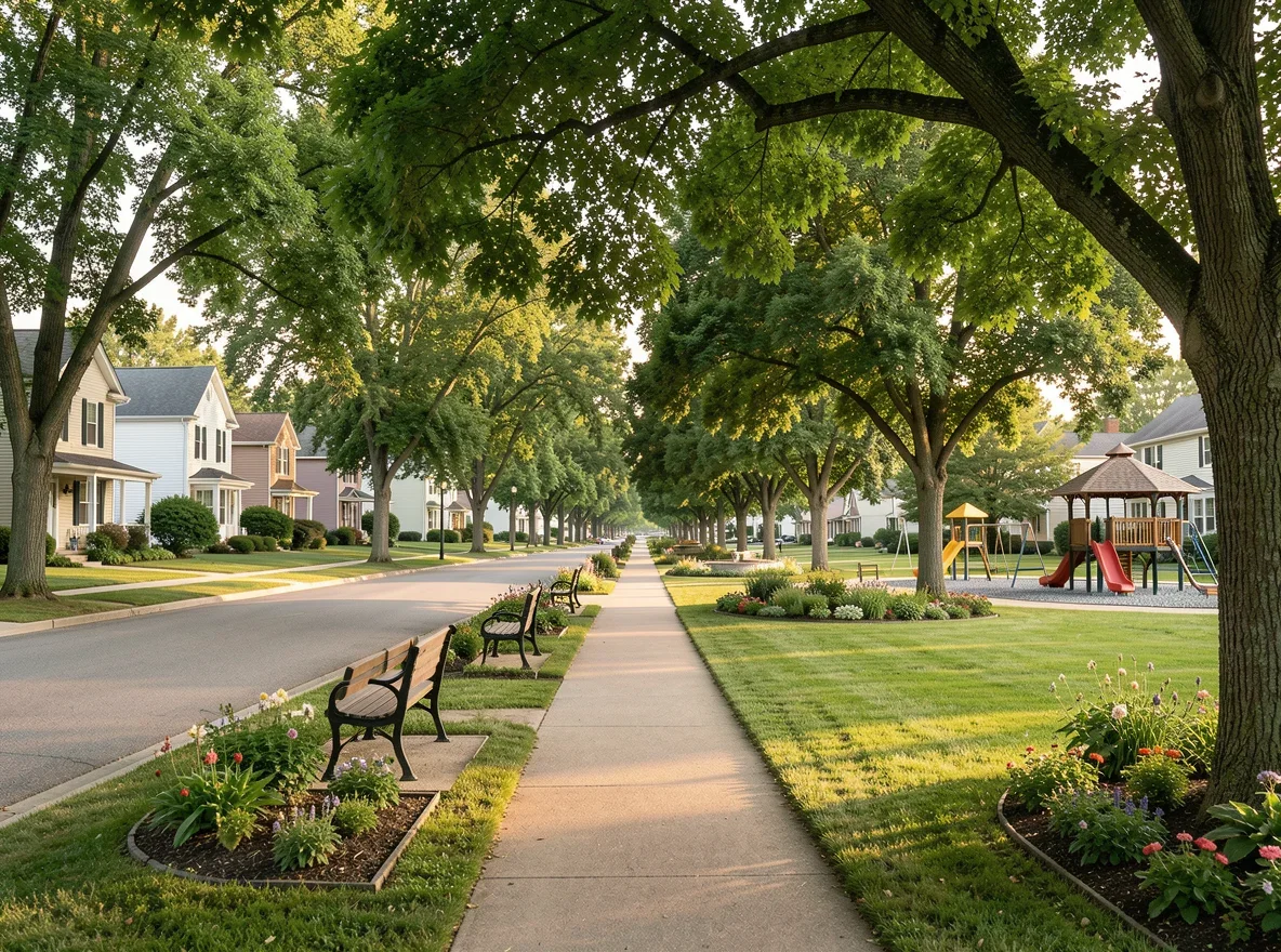 Residential street scene in Cedar Grove, Wisconsin