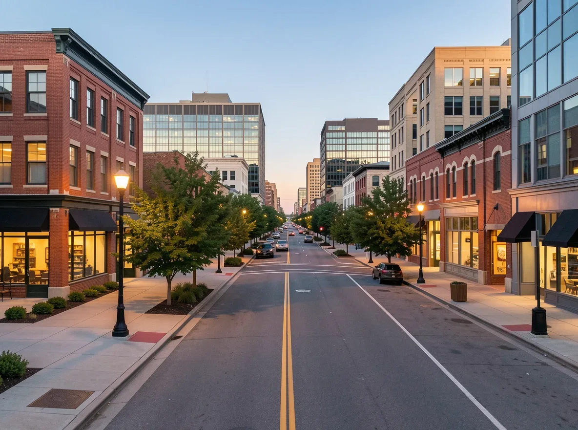 Downtown and neighborhood scene in Brown County, Wisconsin