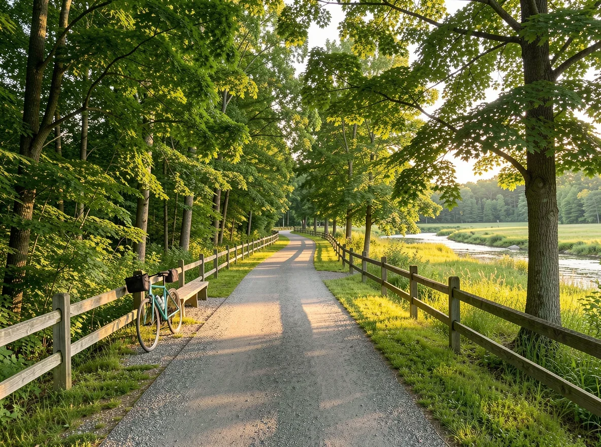 Scenic walking trail and park landscape near Howards Grove, Wisconsin