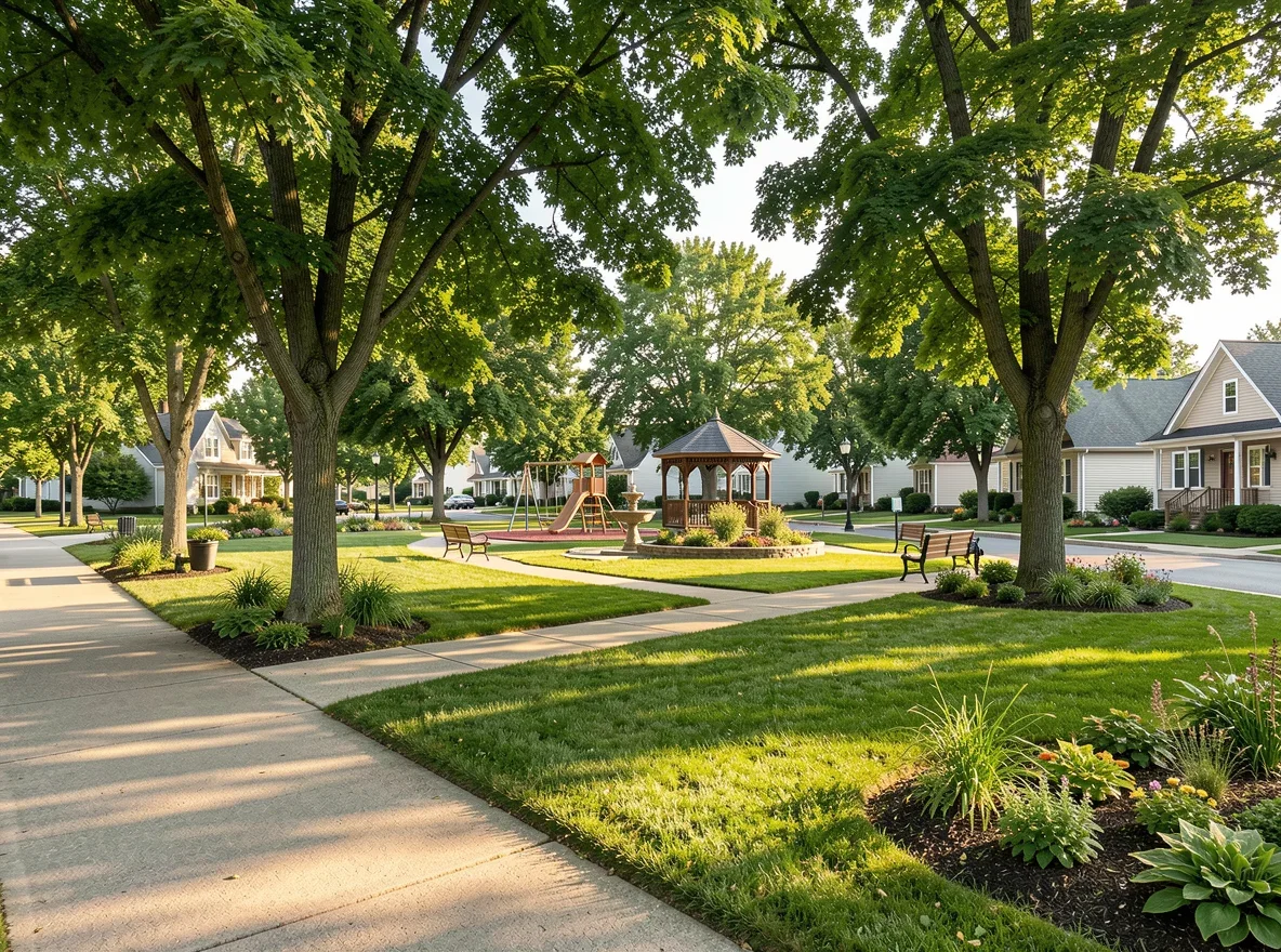 Neighborhood park and residential setting in Grafton, Wisconsin