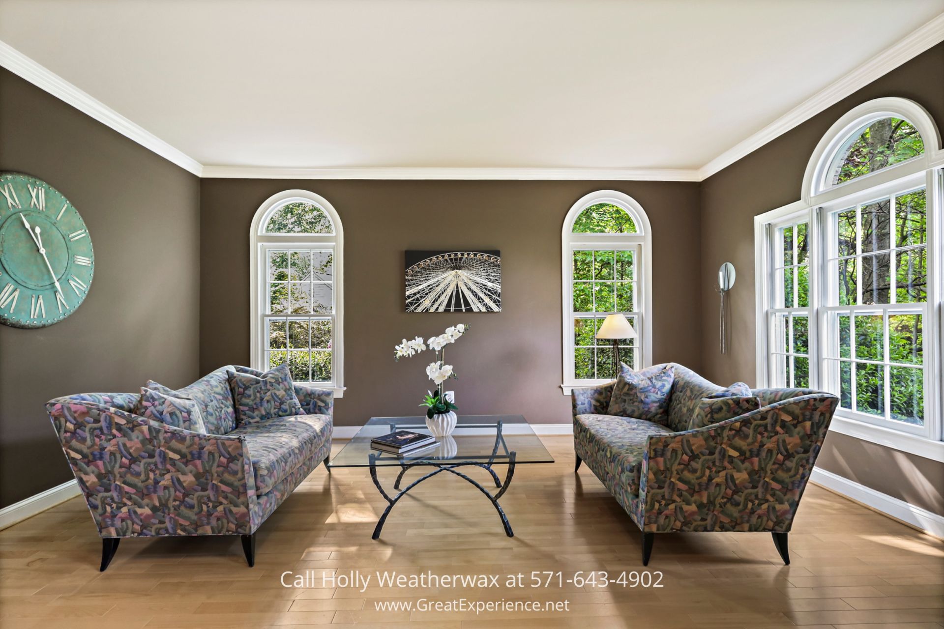 Reston VA Single Family Home for Sale - You will enjoy spending time with loved ones with the cozy ambiance of the living room of this Reston VA home. Cozy living room adorned with stylish furniture and a decorative wall clock