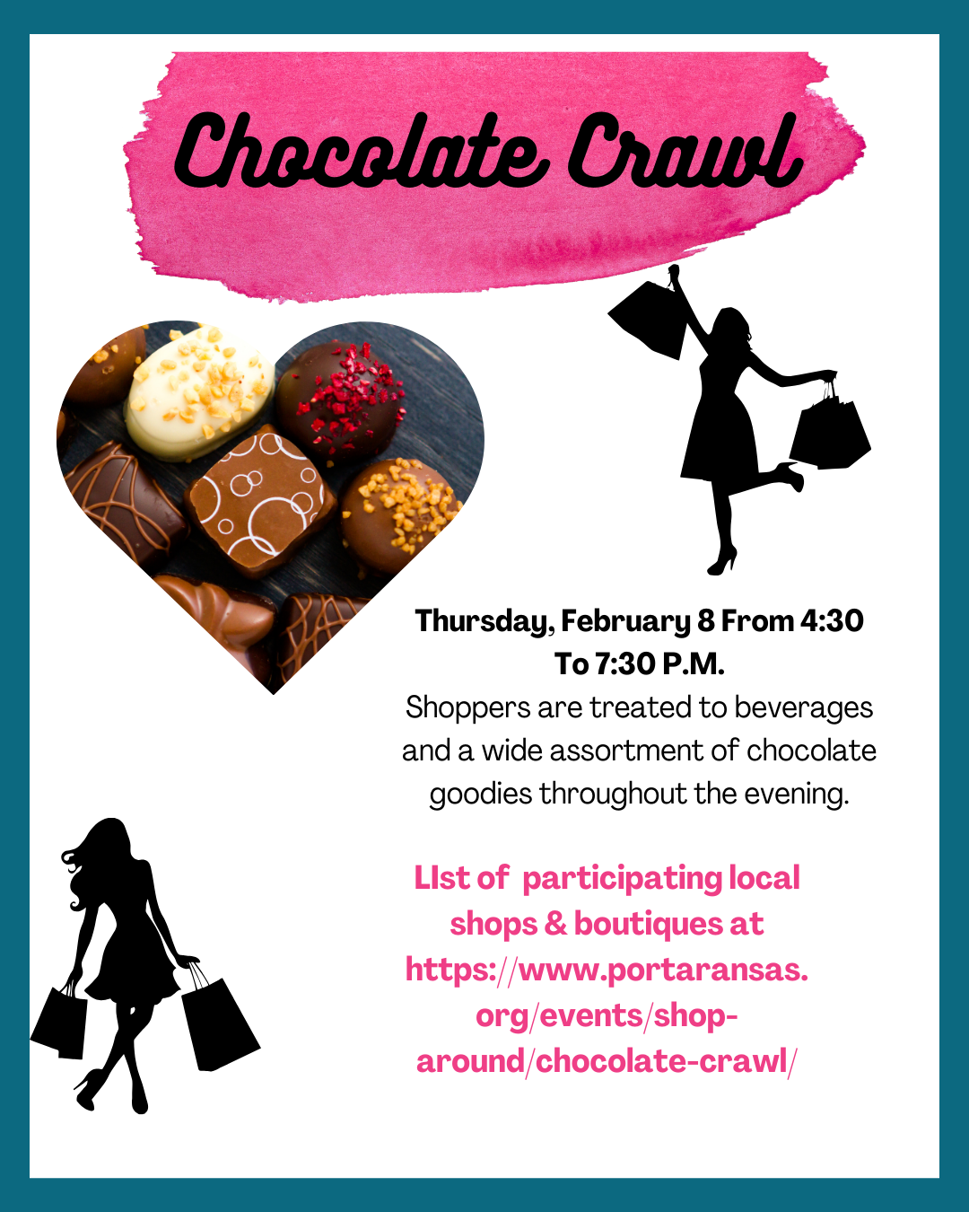Chocolate-Crawl-Port-Aransas-Saltwater-Shores-Team-Coldwell-Banker-Island-Escapes Shop in Port Aransas and enjoy sweet treats and beverages at the chocolate crawl