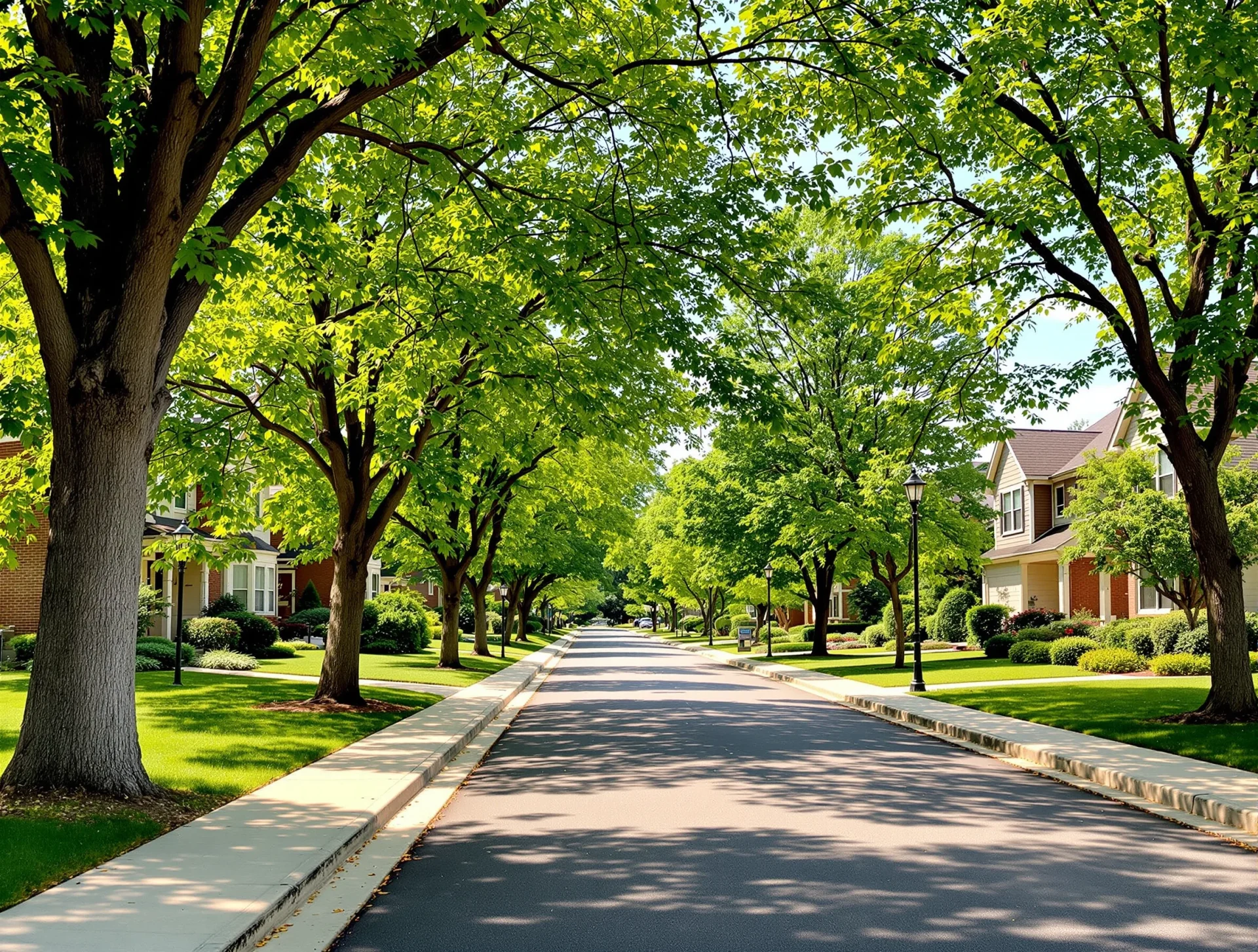 Tree-lined neighborhood street in Cary Illinois