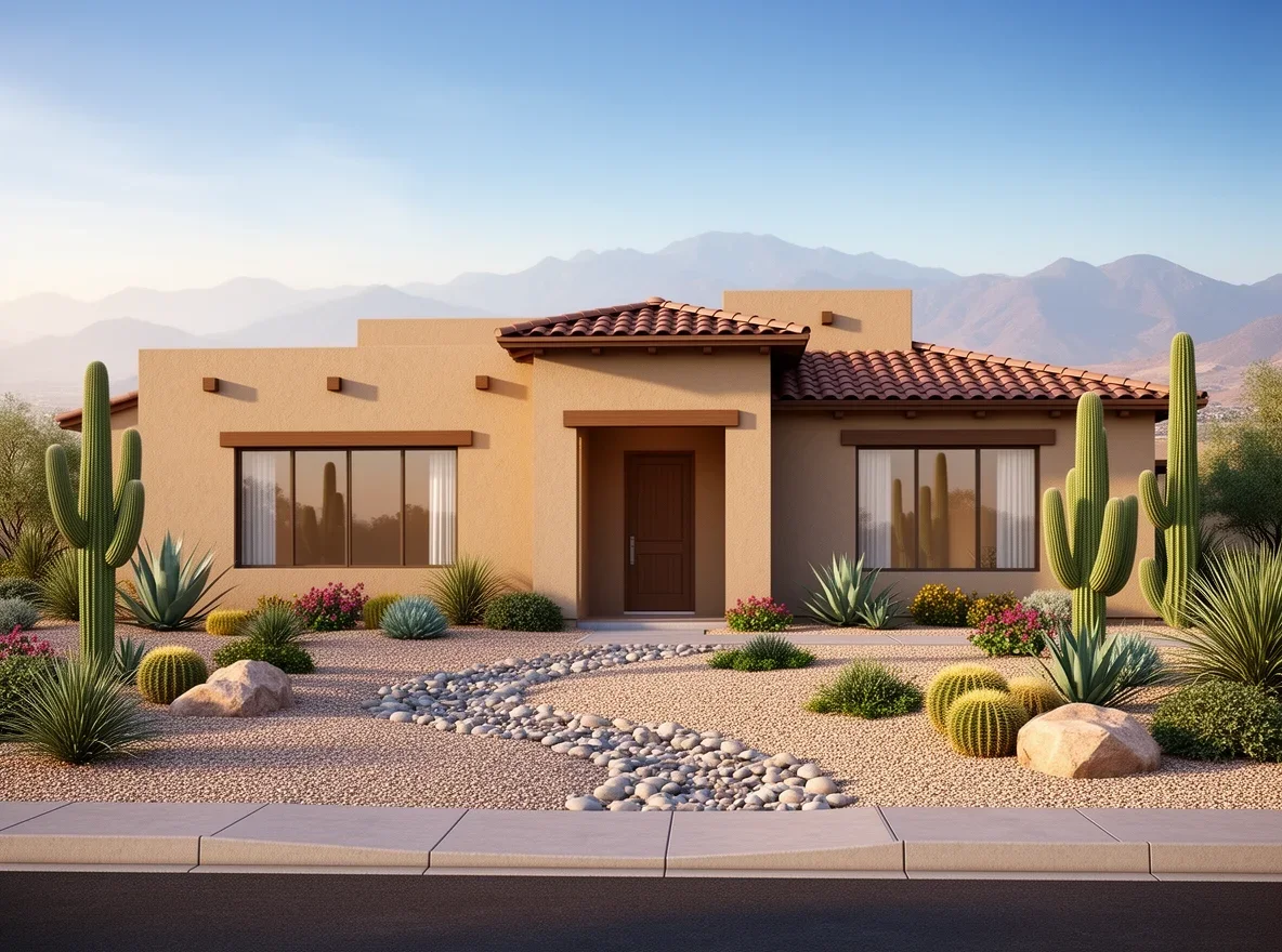 Southwest-style home exterior with desert landscaping in Mesa, Arizona