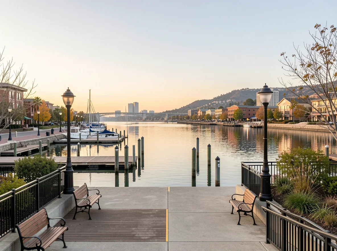 Waterfront setting in Pittsburg, California