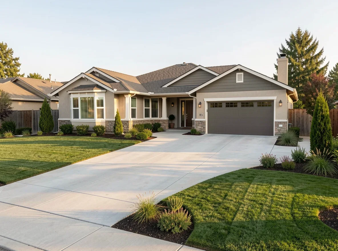 Concord home exterior with generous lot and driveway