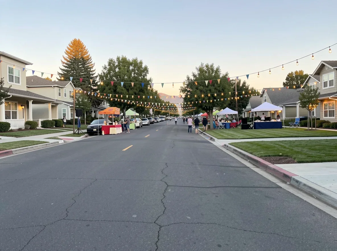 Neighborhood streetscape representing Walnut Creek and Pleasant Hill lifestyle comparison