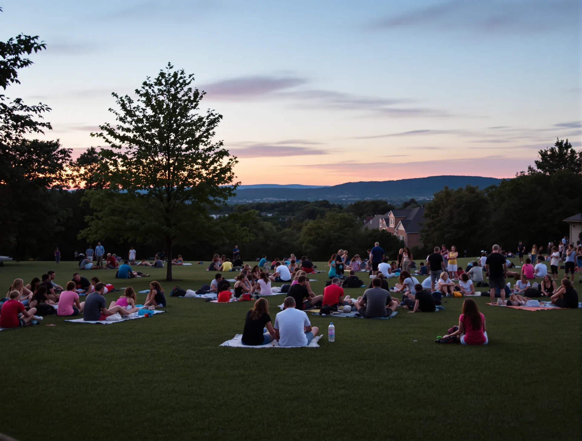 Neighbors gathered in a park near Chattanooga on a calm evening
