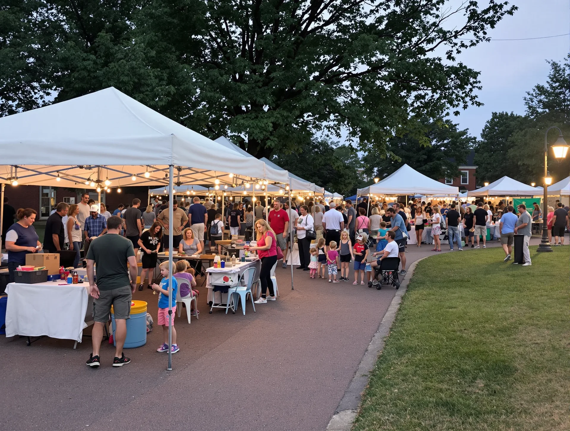 Community event in a family-friendly town square in Cleveland Tennessee