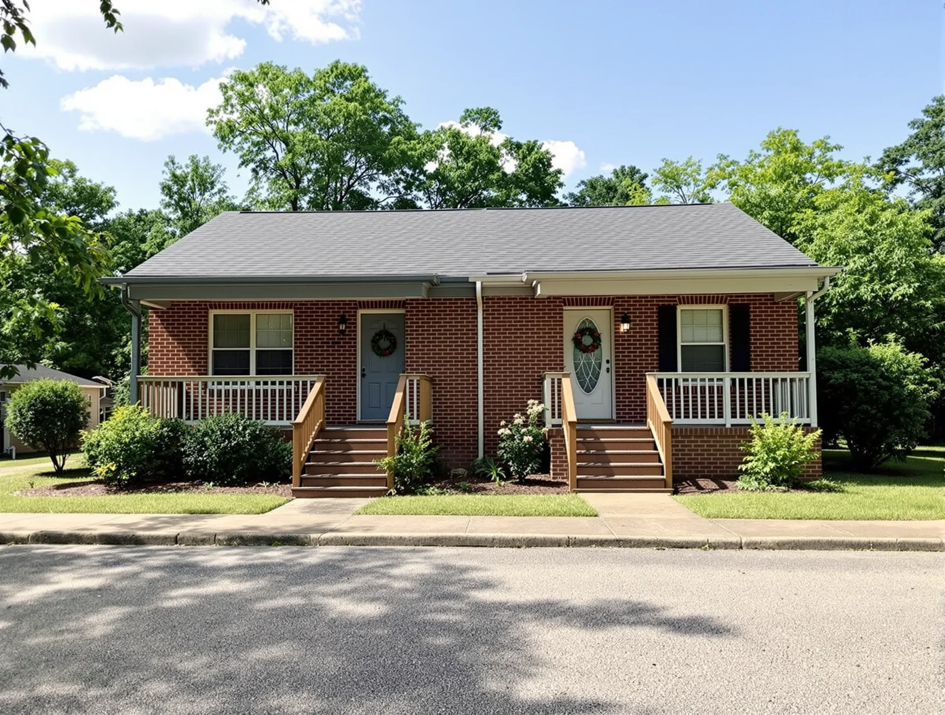 Renovated brick duplex in a Cleveland, Tennessee neighborhood