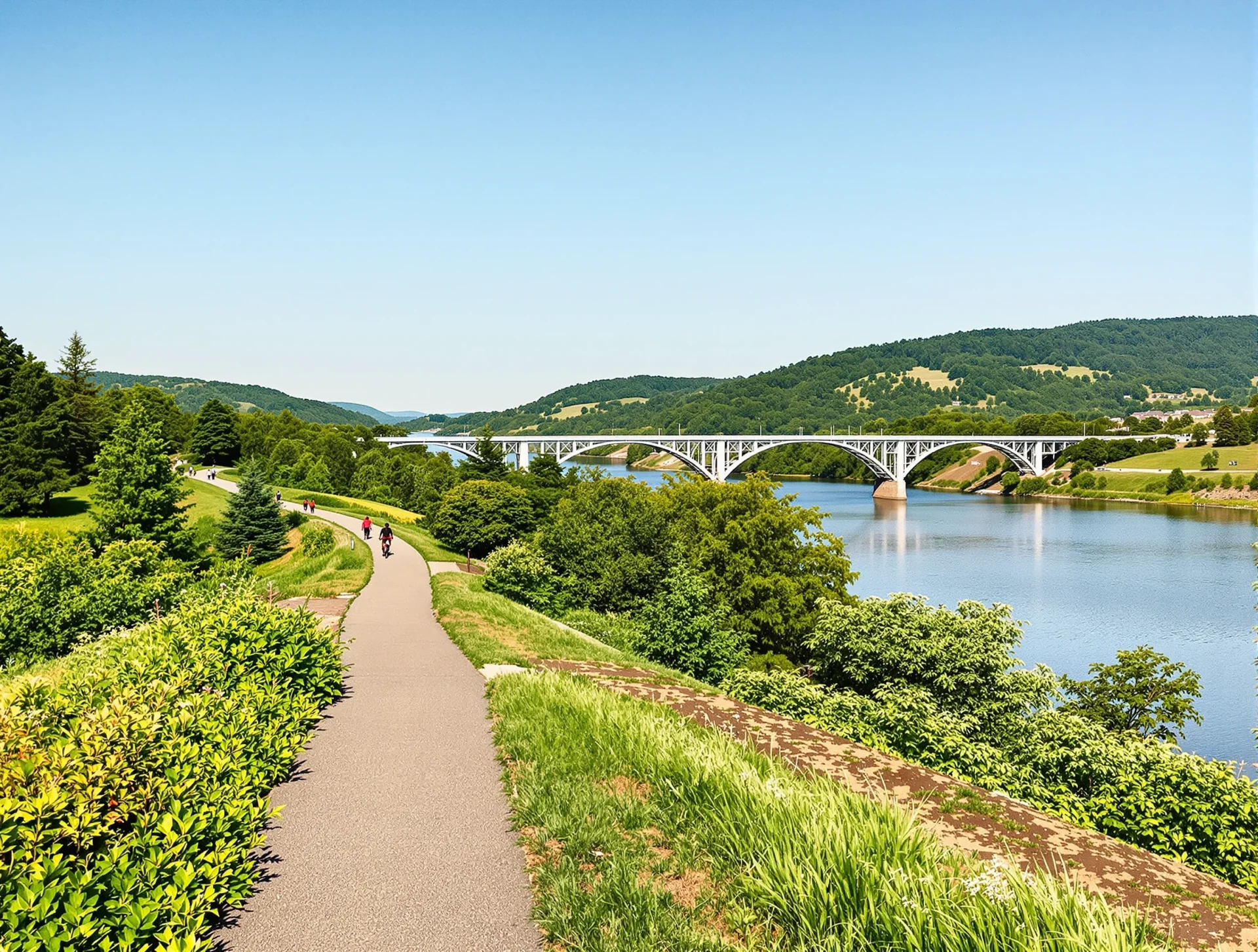 Riverfront path and bridges in Chattanooga, Tennessee