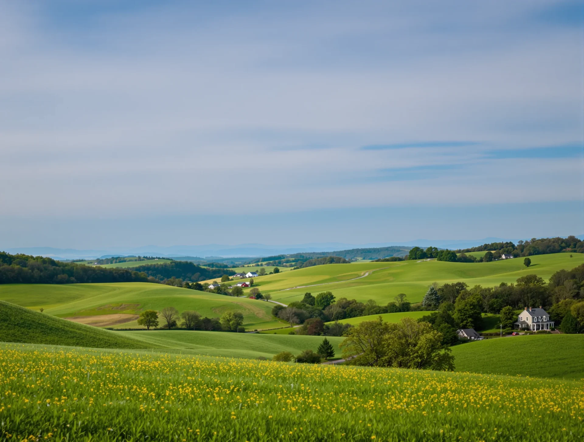Rolling hills and open countryside near Birchwood, Tennessee