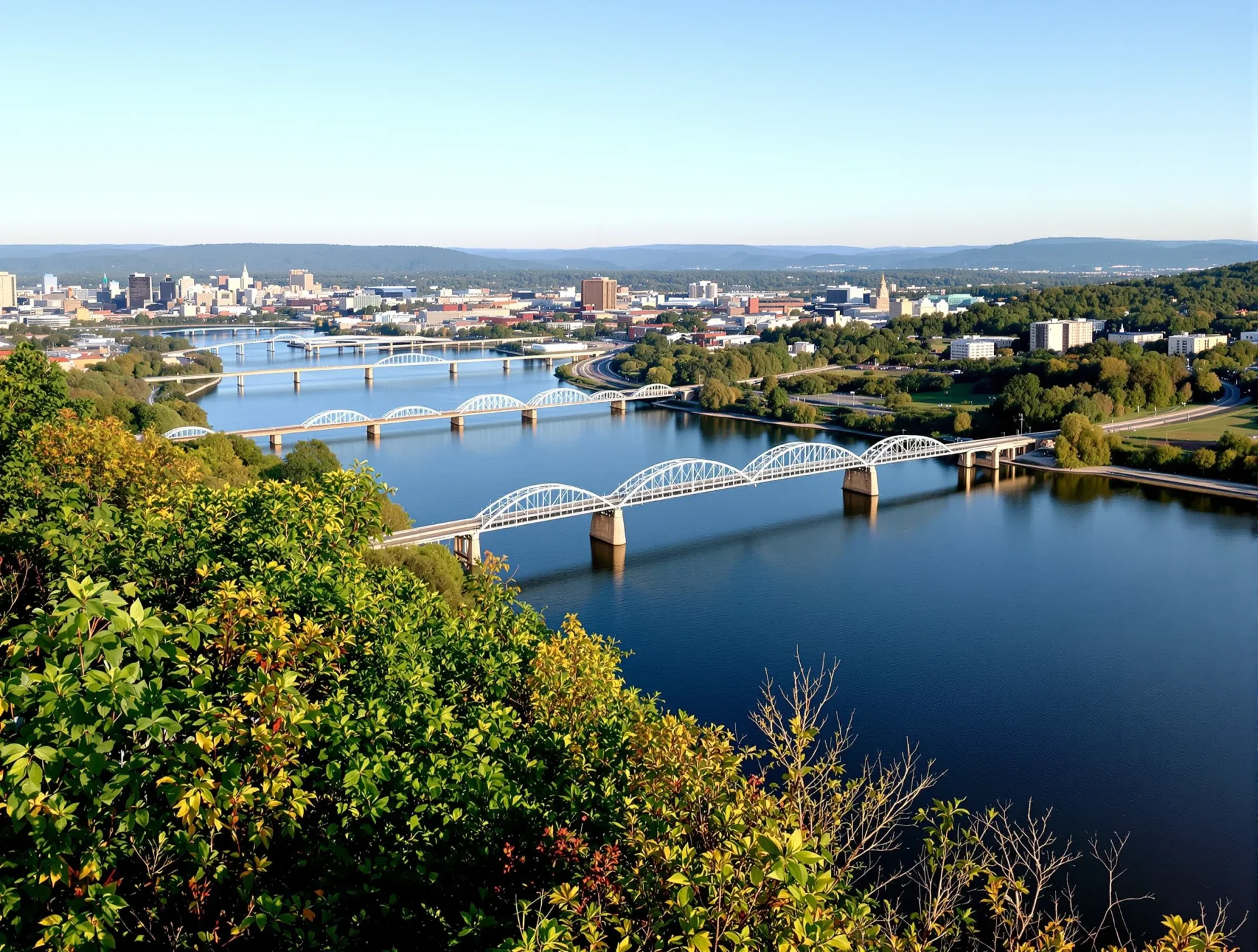 View of the Tennessee River and downtown Chattanooga skyline