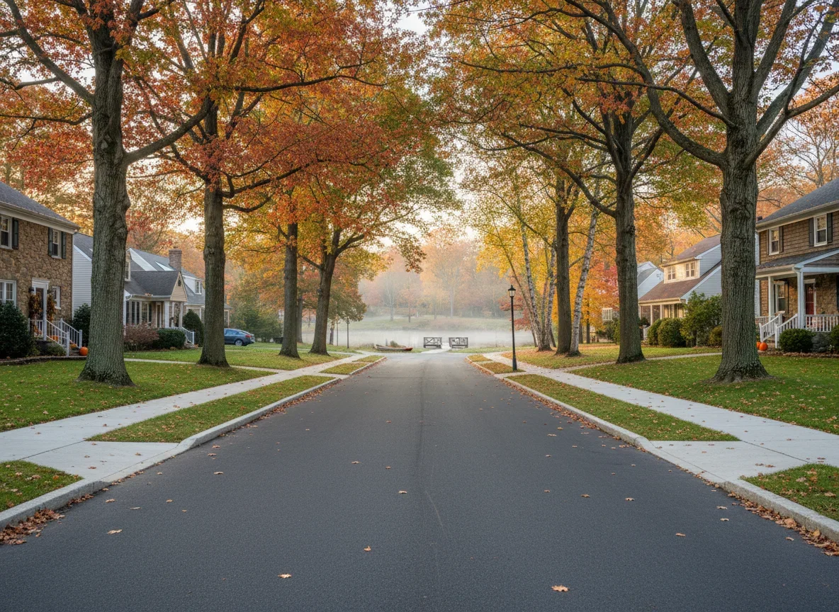 Residential neighborhood street in Rockaway, New Jersey