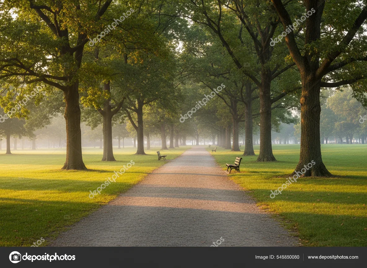 A tree-lined park path in Morristown, New Jersey