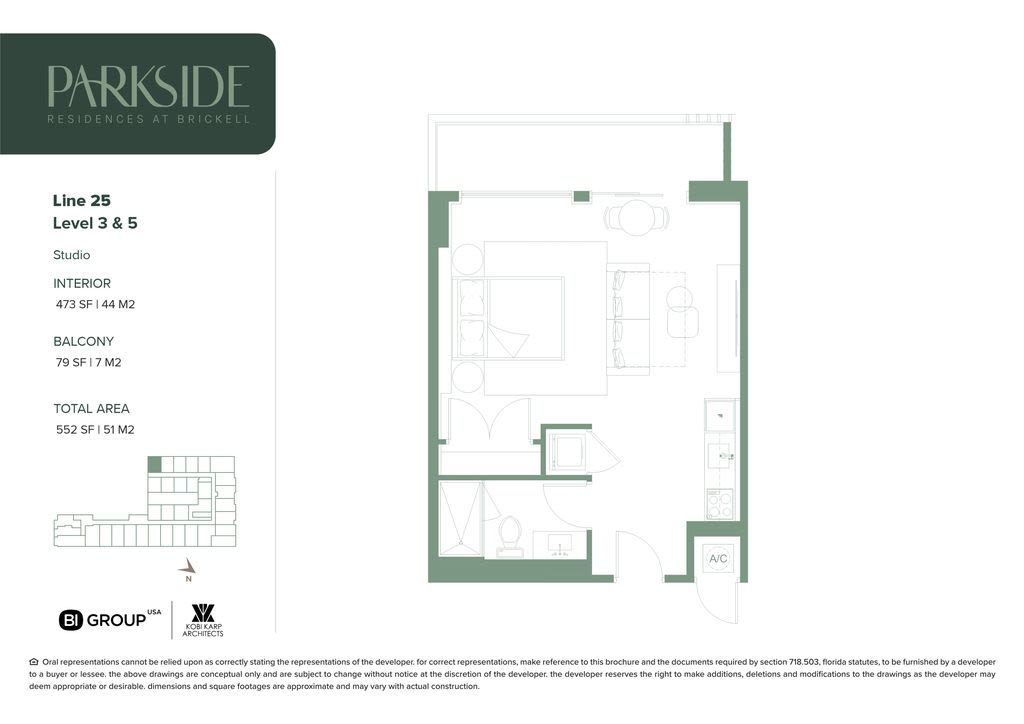 Parkside 25 Line Studio Floorplan