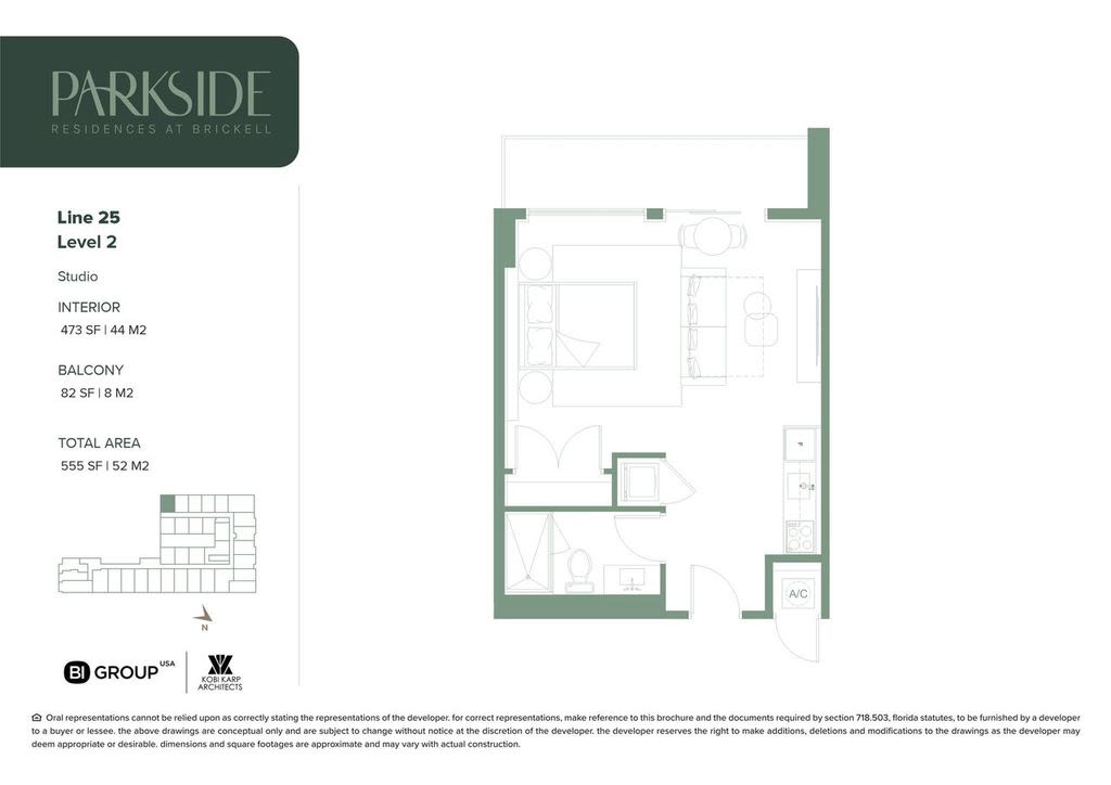 Parkside 25 Line Studio Floorplan