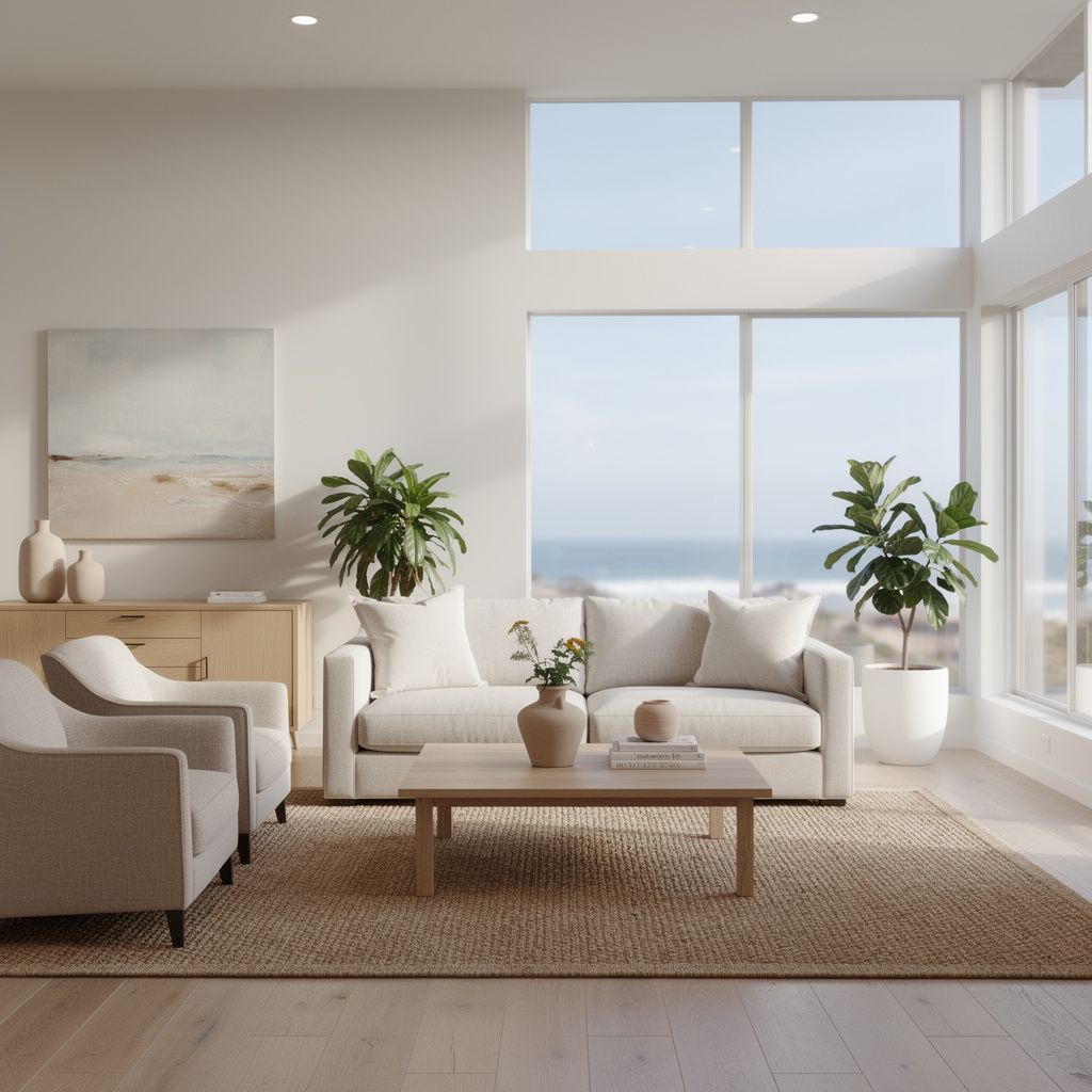 Modern coastal living room interior in a Carlsbad home