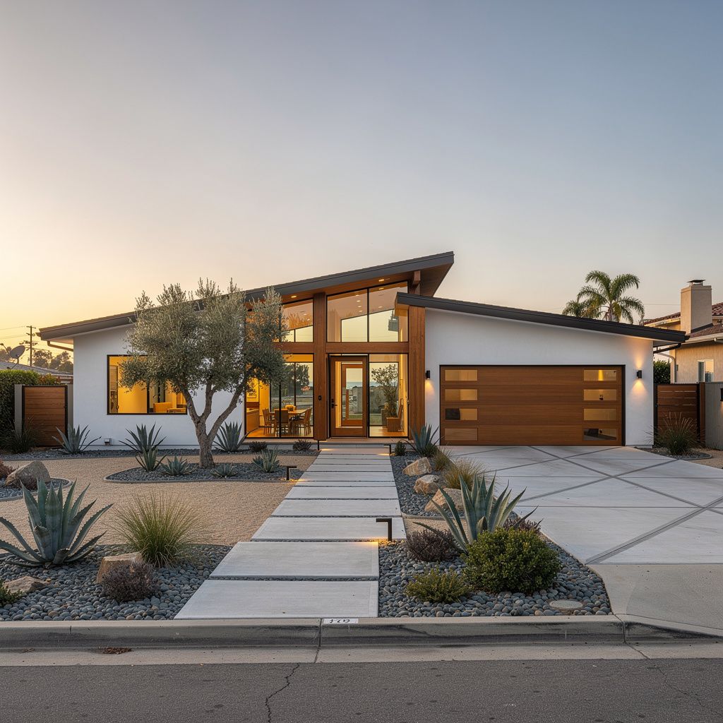 Modern coastal home with drought-tolerant landscaping in Encinitas, California