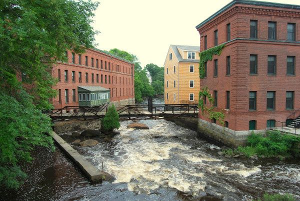 Image of factories along the Neponset River in Dorchester Lower Mills, Boston MA