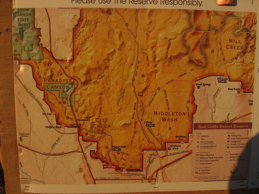 Red rock landscape and neighborhoods in St. George, Utah