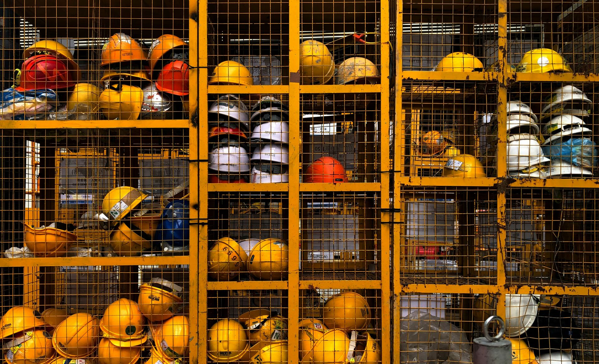 safety hats locked away