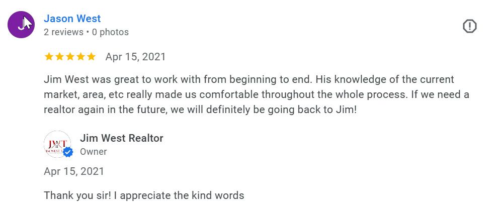 Testimonials for Jim West Team