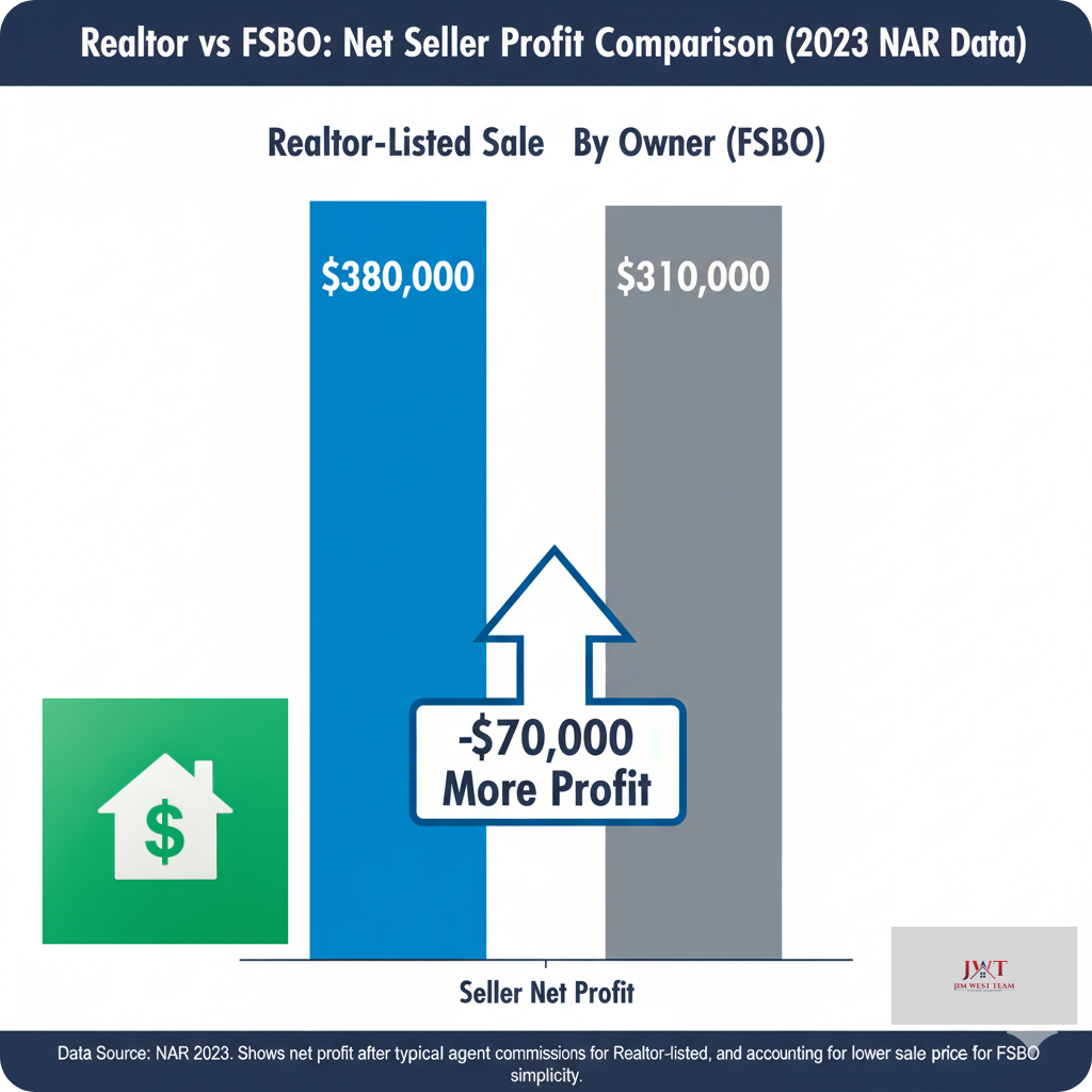 Bar graph comparing Realtor-listed home sales versus FSBO using NAR data