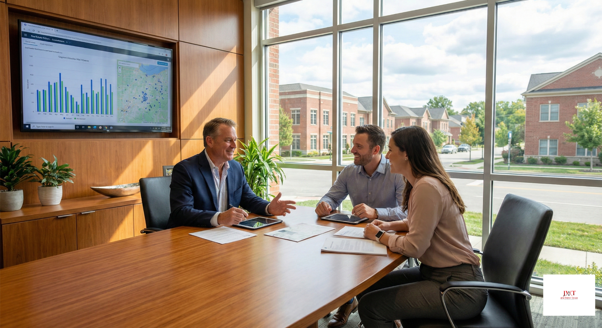 Jim West Team real estate consultation in Marysville Ohio office