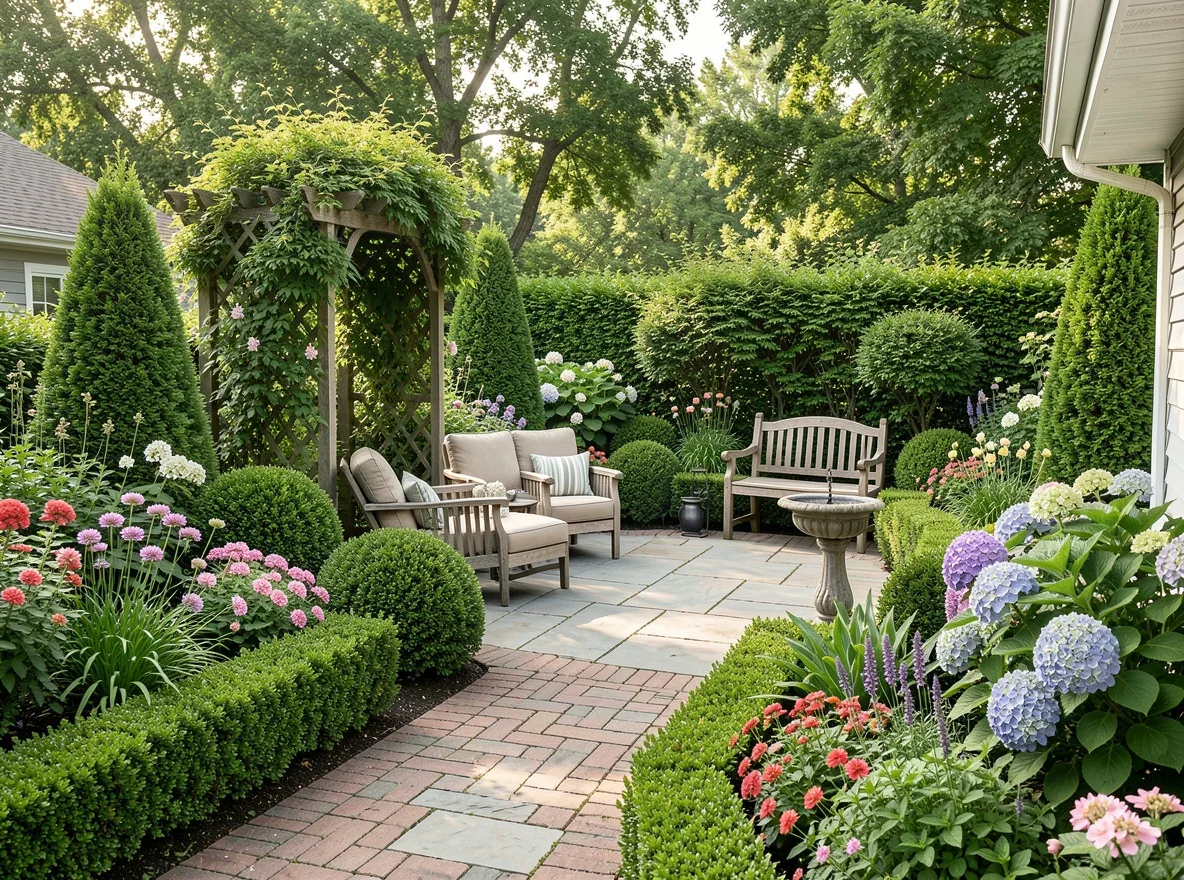Freshly styled garden and patio area for curb appeal