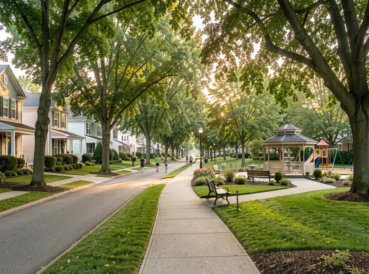 Tree-lined residential street in Middlesex County, New Jersey
