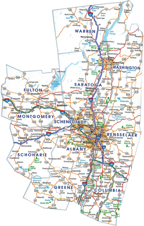 Counties in the Capital Region A map of the 11 counties that constitute the Capital Region real estate market.